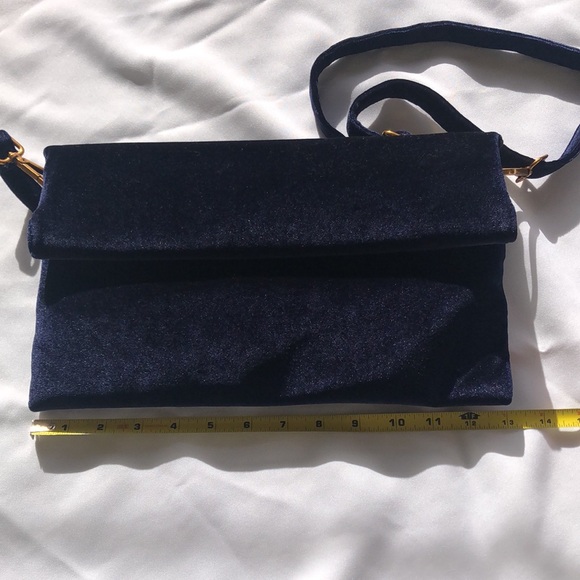 Anthropologie Navy Velvet Clutch Bag - Picture 3 of 7